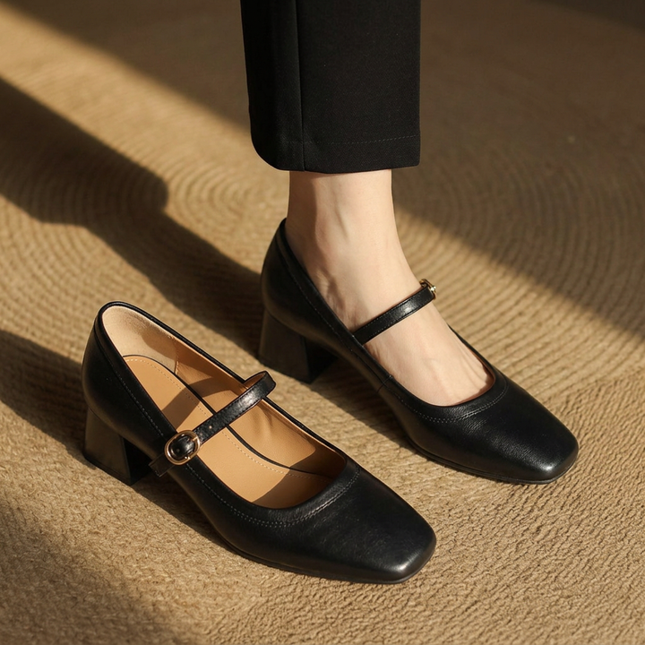 Rosalie Genuine Leather Square-Toe Mary Janes