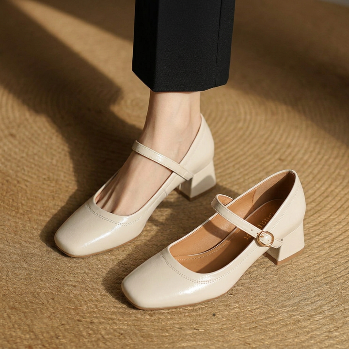 Rosalie Genuine Leather Square-Toe Mary Janes