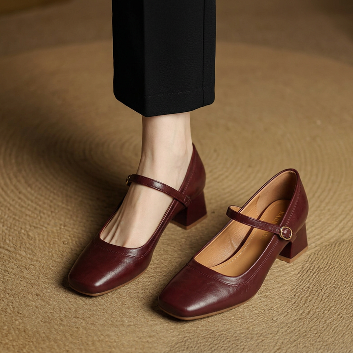 Rosalie Genuine Leather Square-Toe Mary Janes