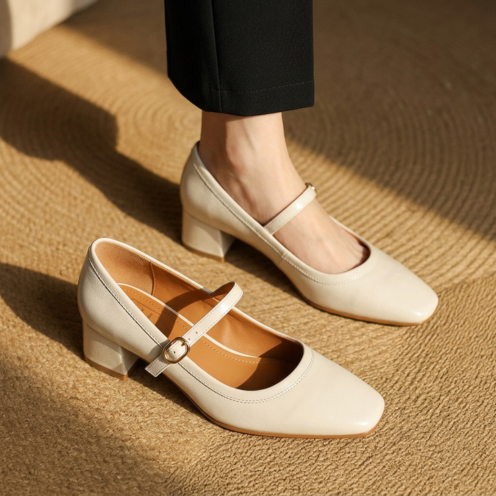 Rosalie Genuine Leather Square-Toe Mary Janes