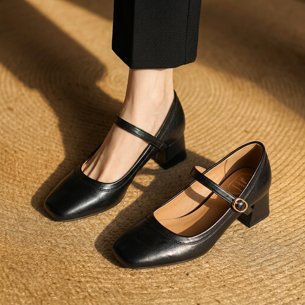 Rosalie Genuine Leather Square-Toe Mary Janes